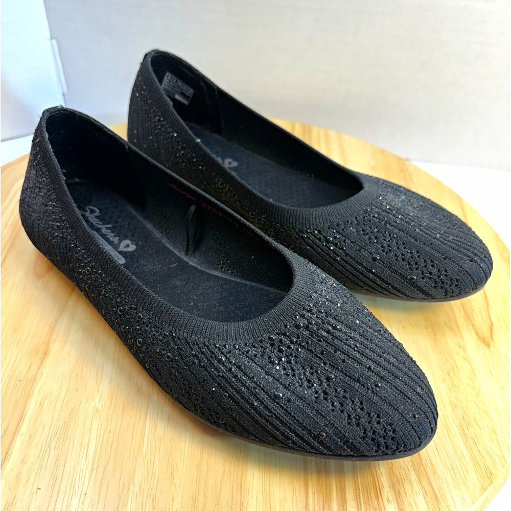 Skechers Cleo 2.0 Glitzy Daze Black Rhinestone Ballet Flats Women's Size 9M